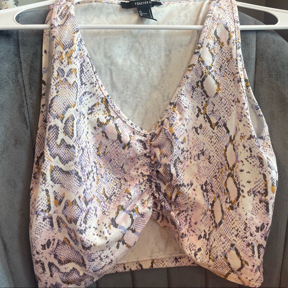 Snake print rutched crop top - Picture 2 of 3